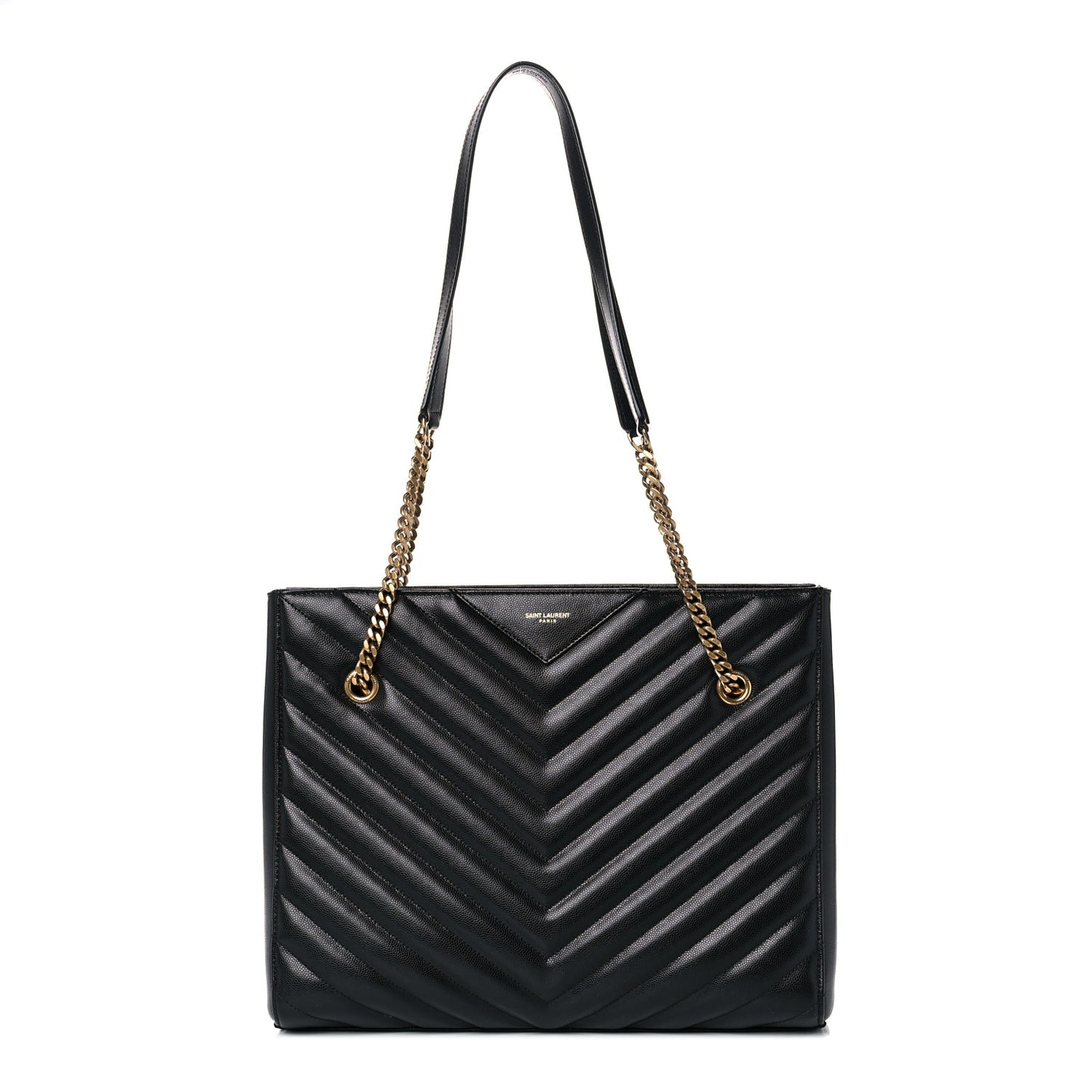 Grain De Poudre Matelasse Chevron Medium Tribeca Shopping Bag Black