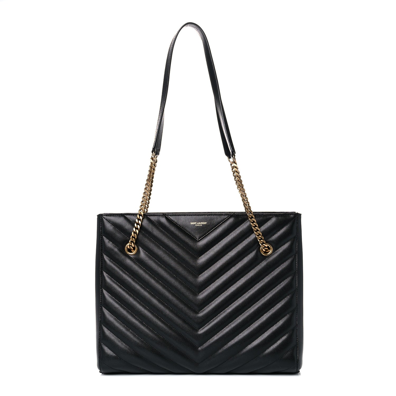 Saint Laurent Grain De Poudre Matelasse Chevron Medium Tribeca Shopping Bag Black 1 of 13