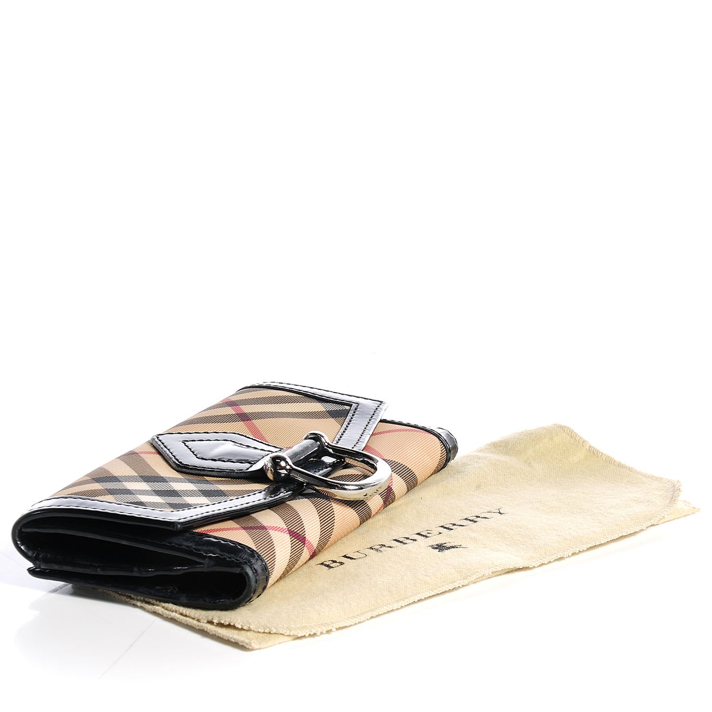 Patent Nova Check Tri-Fold Wallet Black