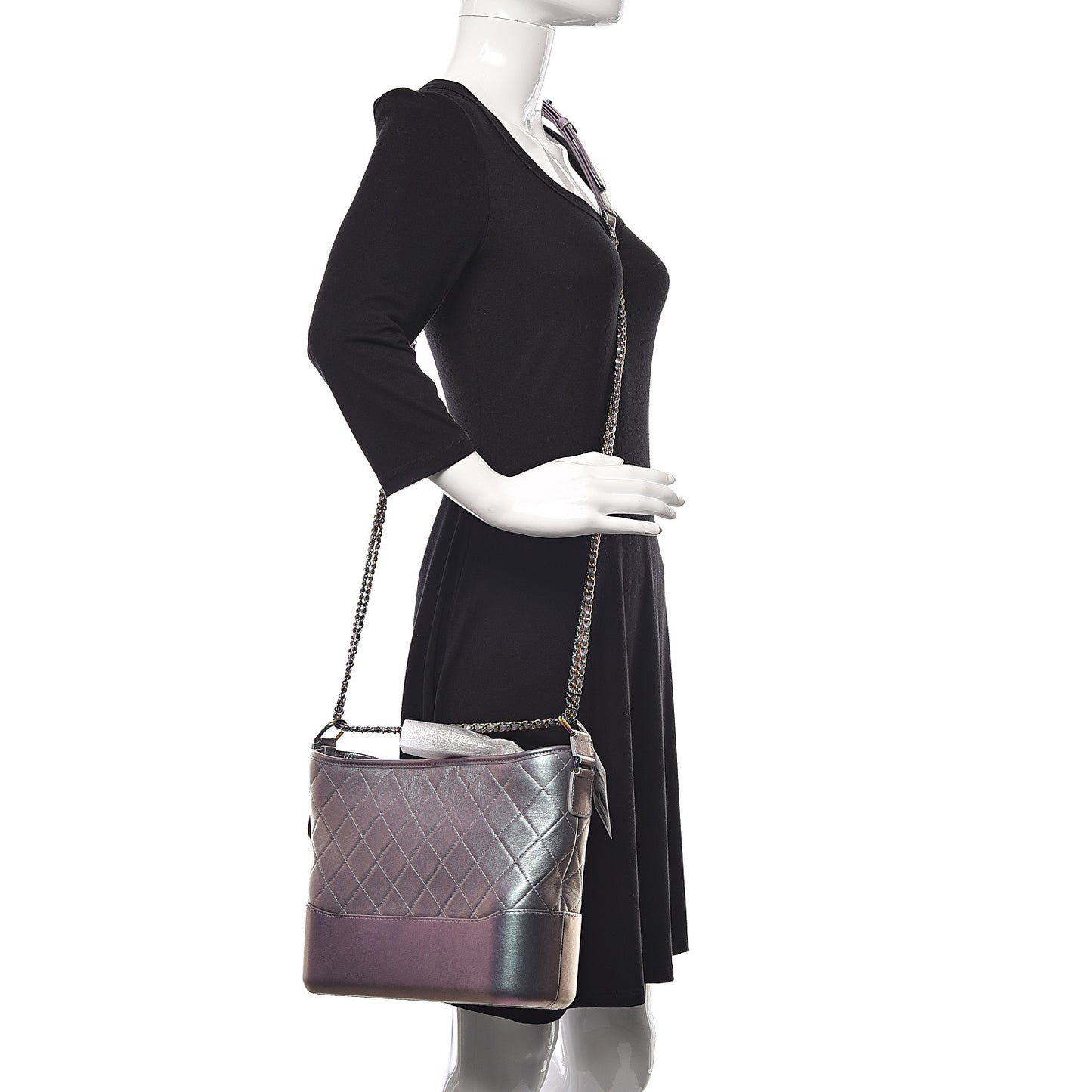 Iridescent Lambskin Calfskin Quilted Medium Gabrielle Hobo Light Purple