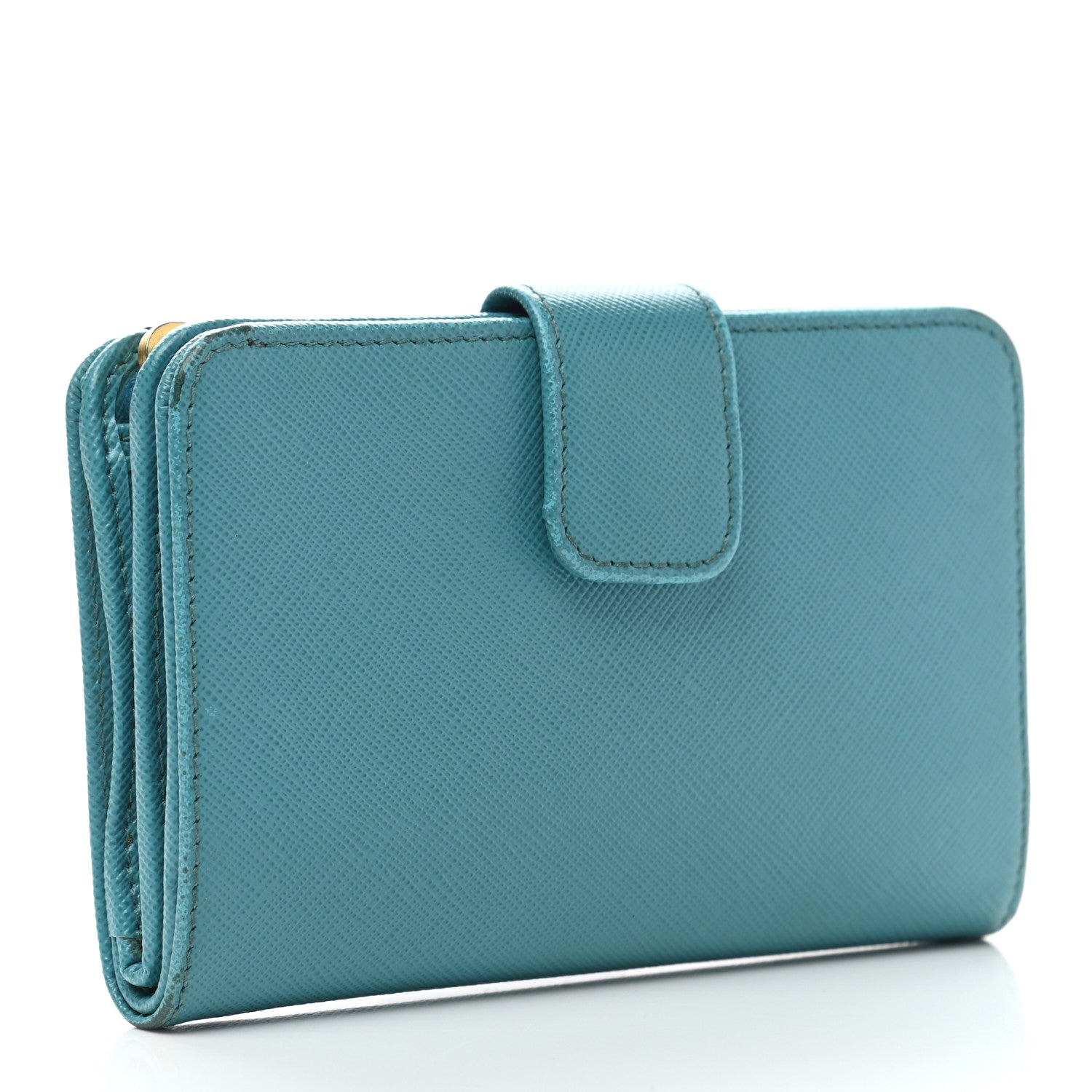 Prada Saffiano Metal Compact Wallet Turchese 3 of 10