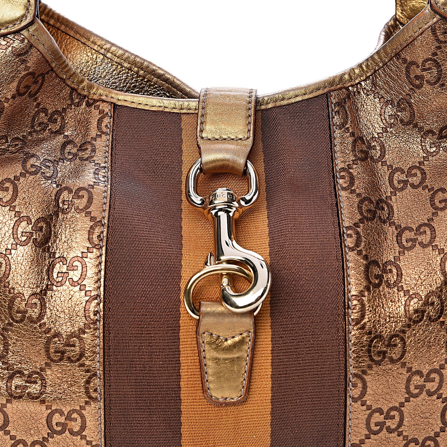 Metallic Guccissima Jackie O Bouvier Web Hobo