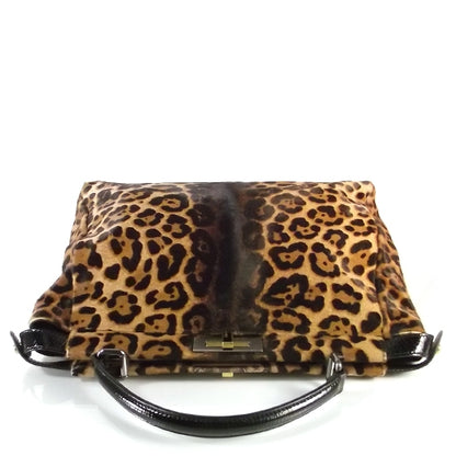 Fendi Calf Hair Leopard Print Zucca Large Peekaboo Iconic Satchel Tobacco 4 of 10