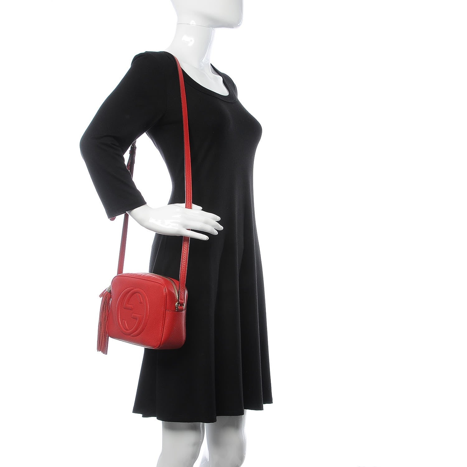 Gucci Pebbled Calfskin Small Soho Disco Bag Tabasco Red 2 of 8