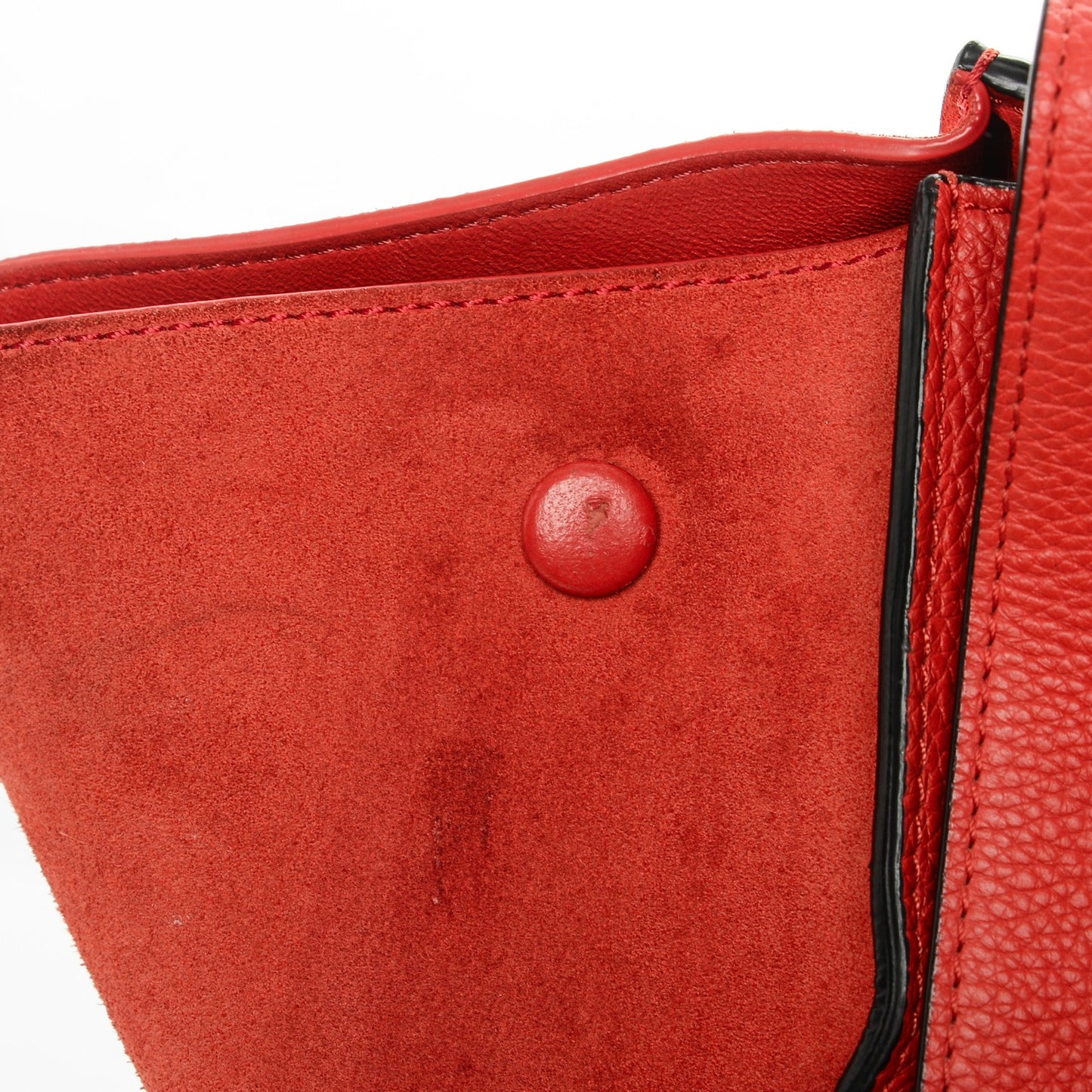 Drummed Calfskin Suede Large Trapeze Vermillion