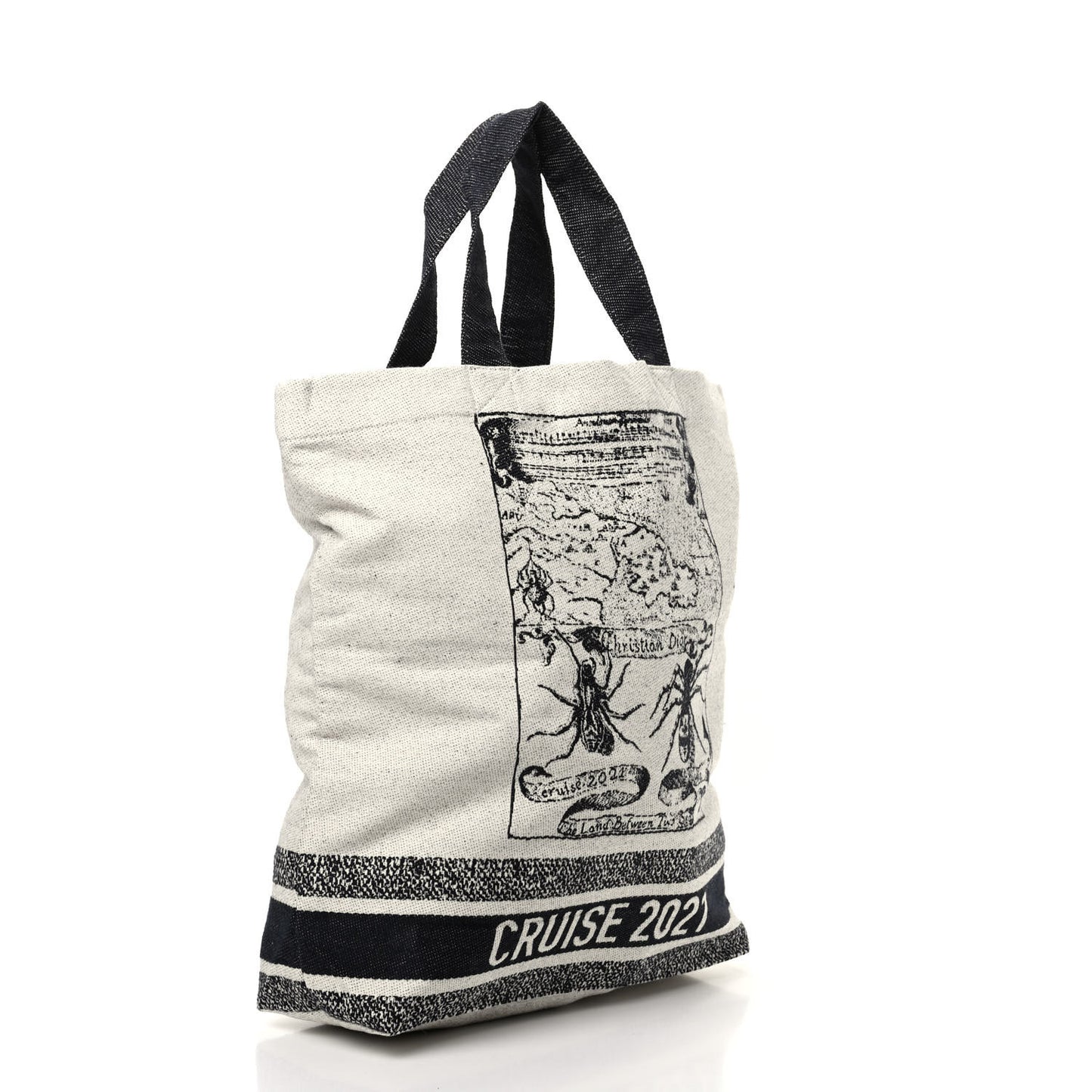 Canvas Print Cruise Tote Ivory Black