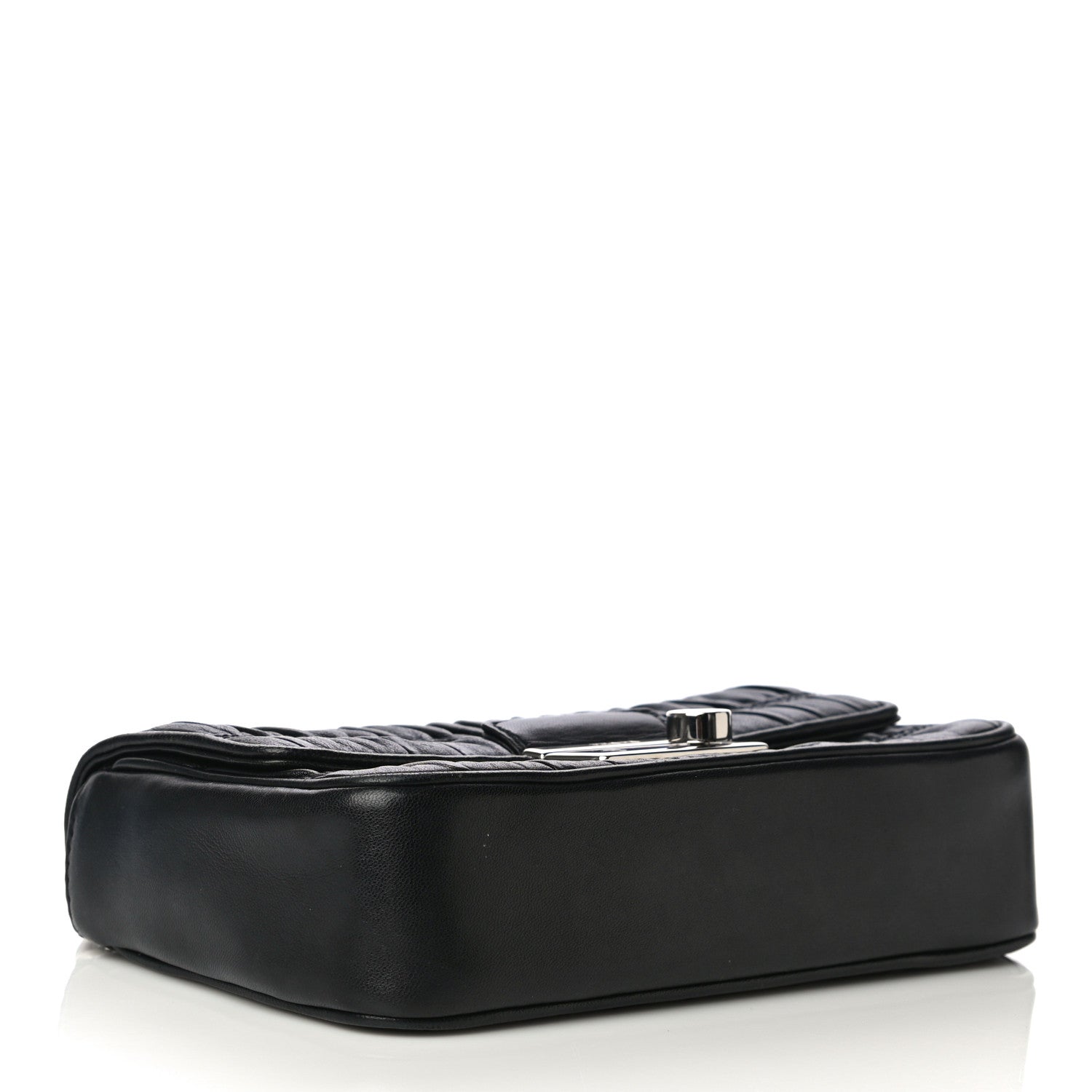 Prada Nappa Gaufre Small Sound Chain Flap Shoulder Bag Black 4 of 14