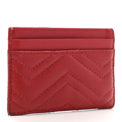 Gucci Calfskin Matelasse GG Marmont Card Holder Hibiscus Red 3 of 15