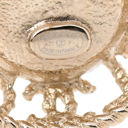 Chanel Pearl CC Round Rope Logo Earrings Gold 3 of 5
