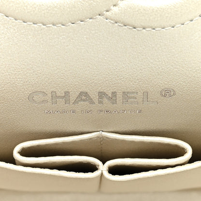 Chanel Metallic Goatskin Quilted Ombre Medium Double Flap Grey Green 6 of 10