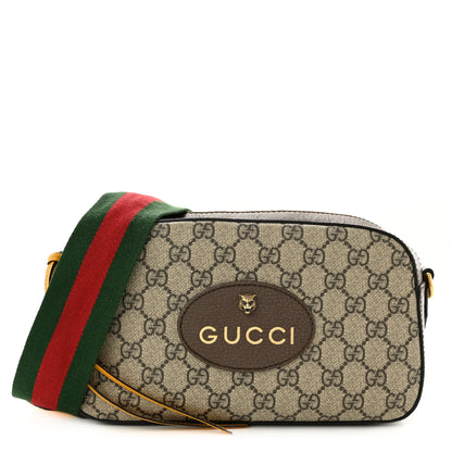 Gucci GG Supreme Monogram Web Neo Vintage Shoulder Bag Beige New Acero Crop 1 of 10