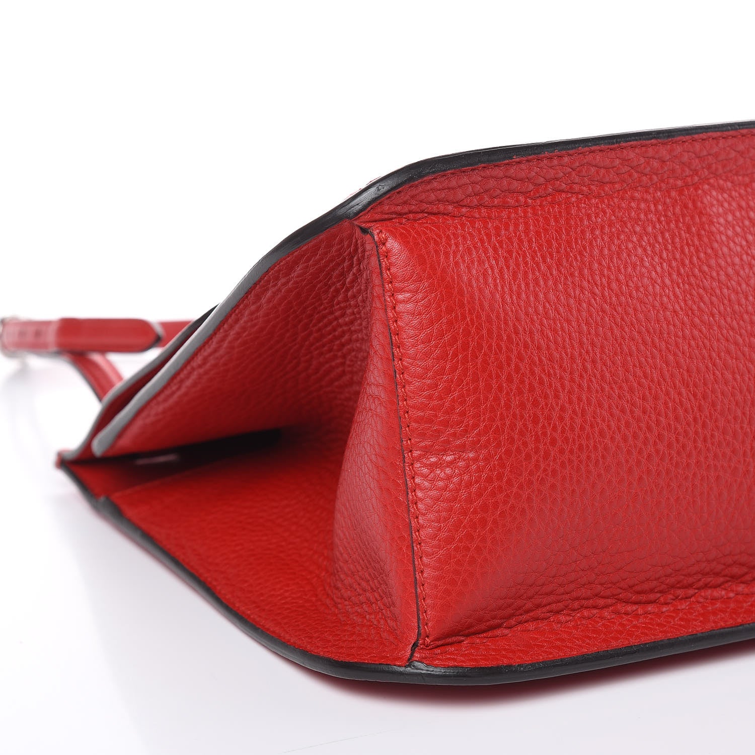 Gucci Pebbled Calfskin Bamboo Daily Flap Shoulder Bag Red 7 of 10