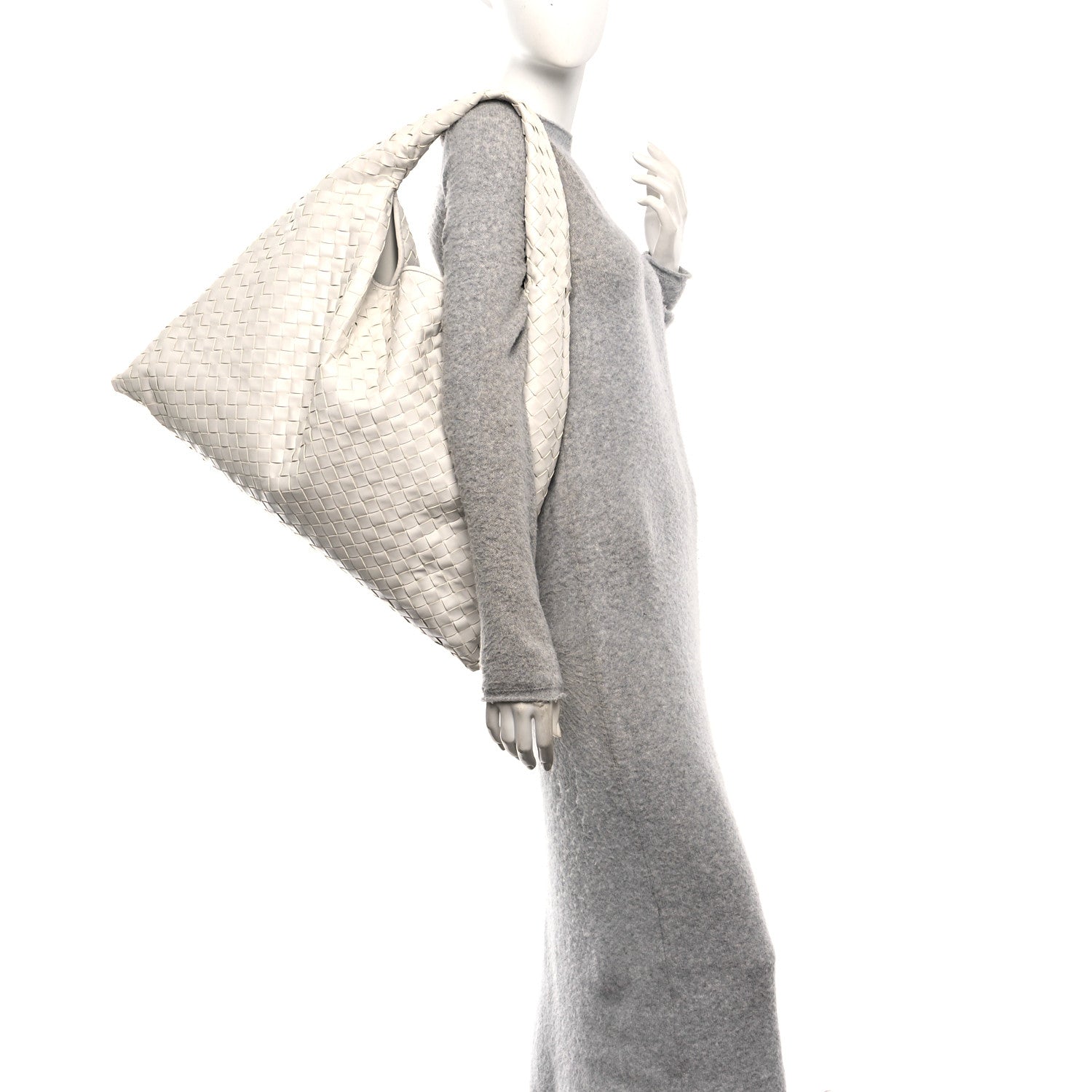 Bottega Veneta Calfskin Intrecciato Large Hop White 2 of 10