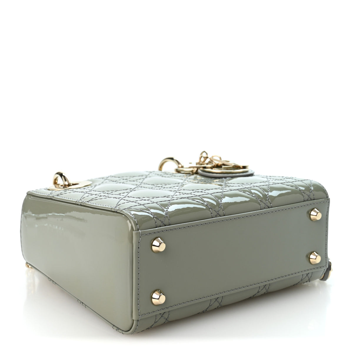 Christian Dior Patent Cannage Mini Lady Dior Grey Stone 4 of 10