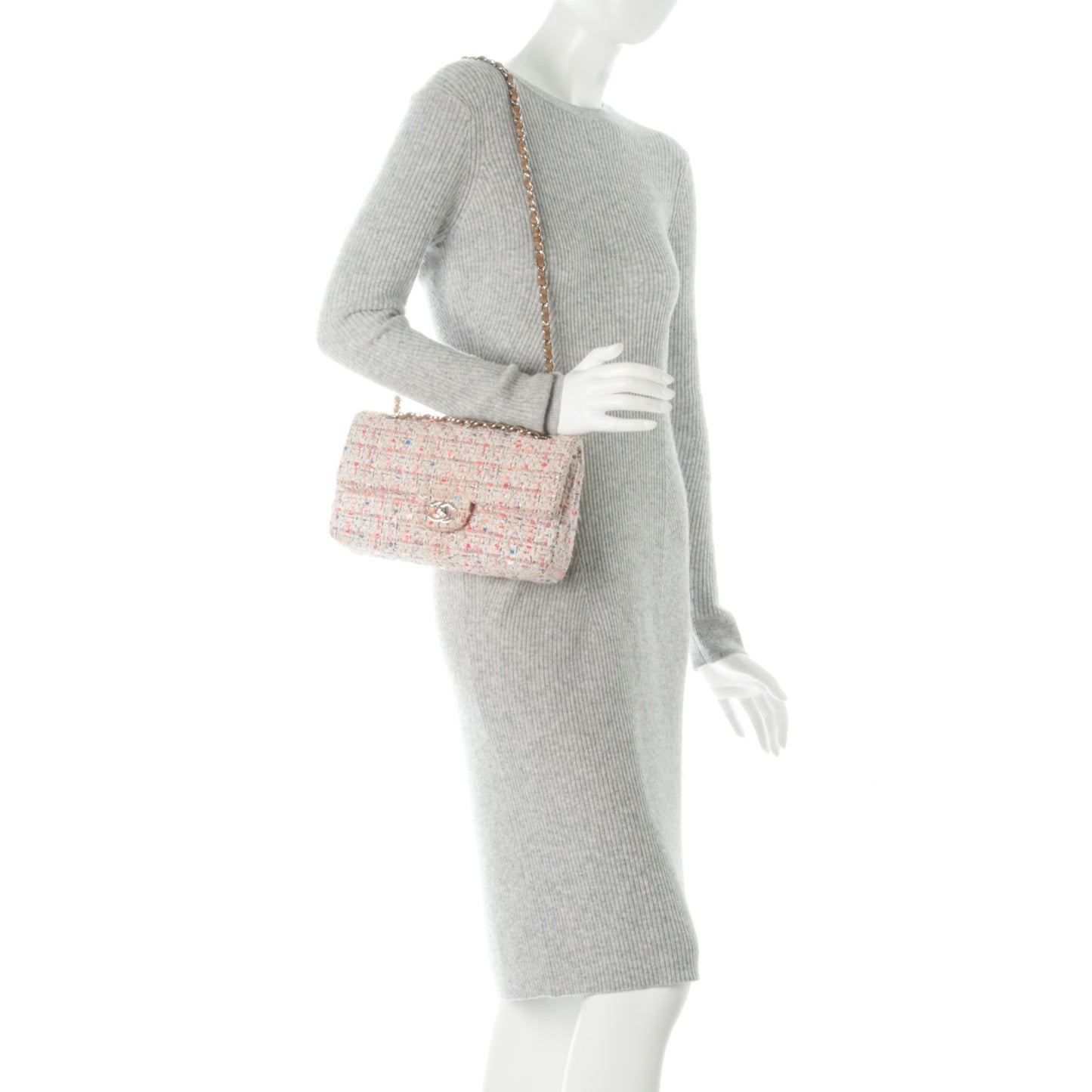 Tweed Quilted Medium Fantasy Sequin Double Flap Multicolor