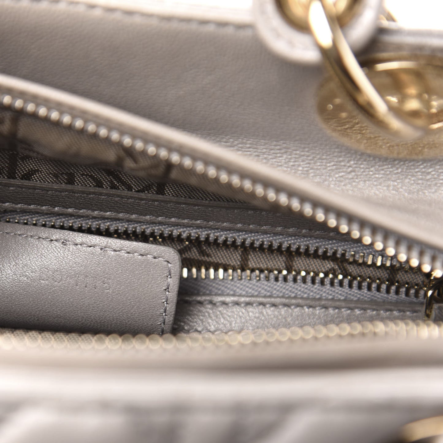 Pearly Lambskin Cannage Medium Lady Dior Grey