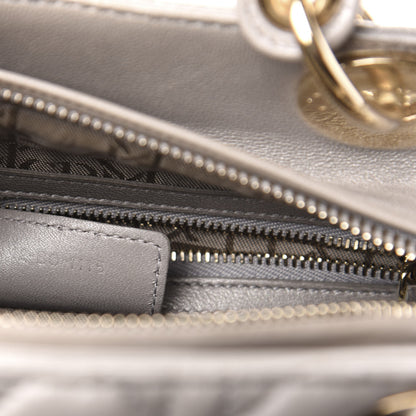 Christian Dior Pearly Lambskin Cannage Medium Lady Dior Grey 8 of 19