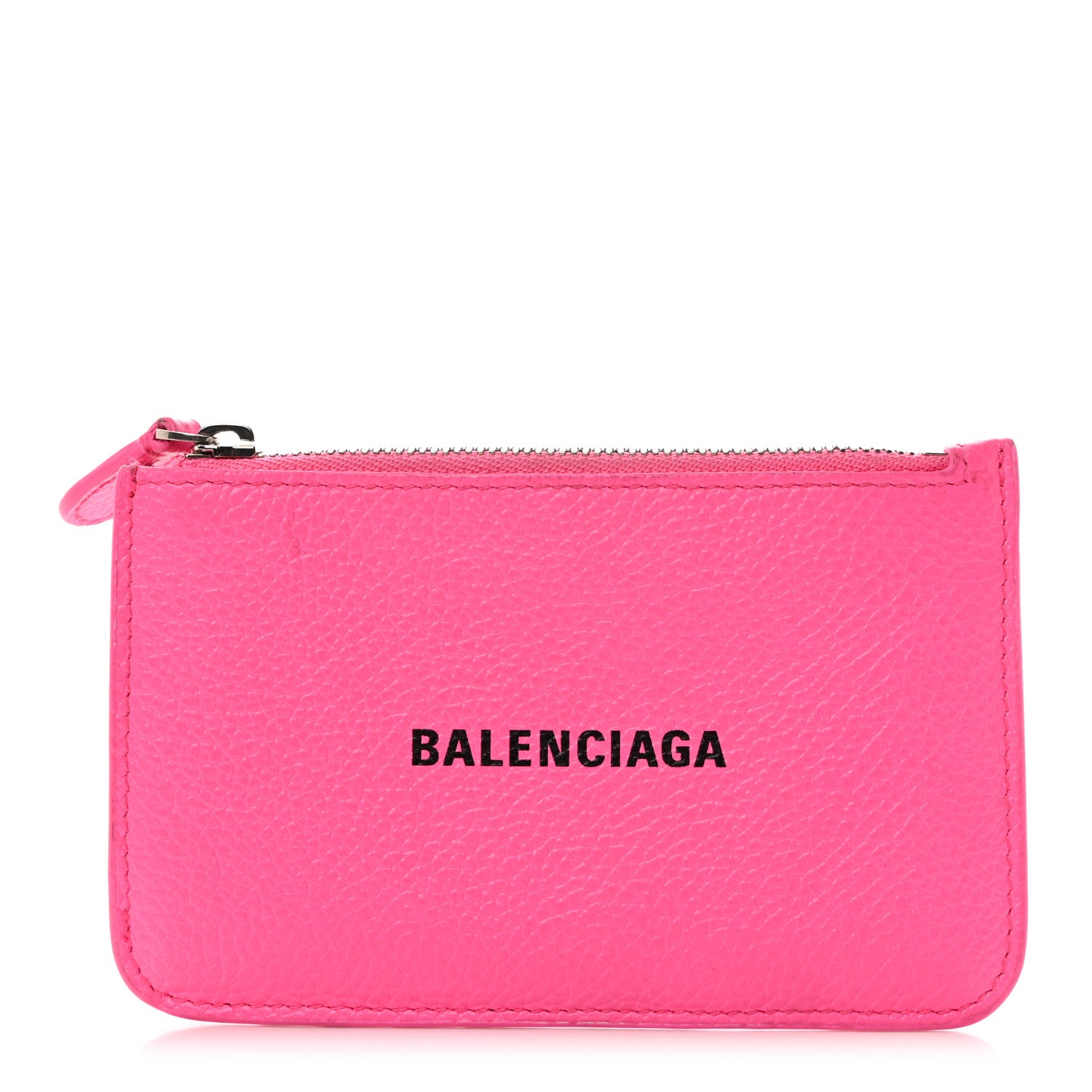 Balenciaga Grained Calfskin Logo Large Cash Long Coin Card Holder Acid Pink Black 1 of 9