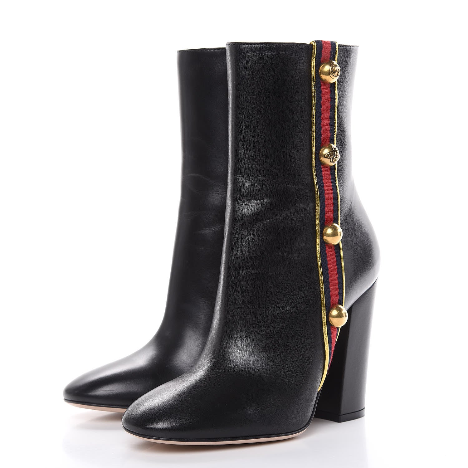 Gucci Malaga Kid Web Carly Mid Calf Boots 37 Black 3 of 10
