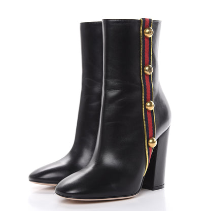 Gucci Malaga Kid Web Carly Mid Calf Boots 37 Black 3 of 10