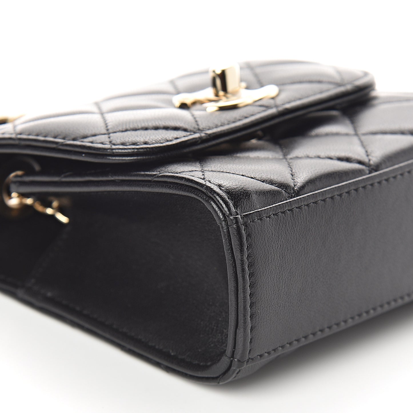 Lambskin Quilted Mini Trendy CC Chain Wallet Black