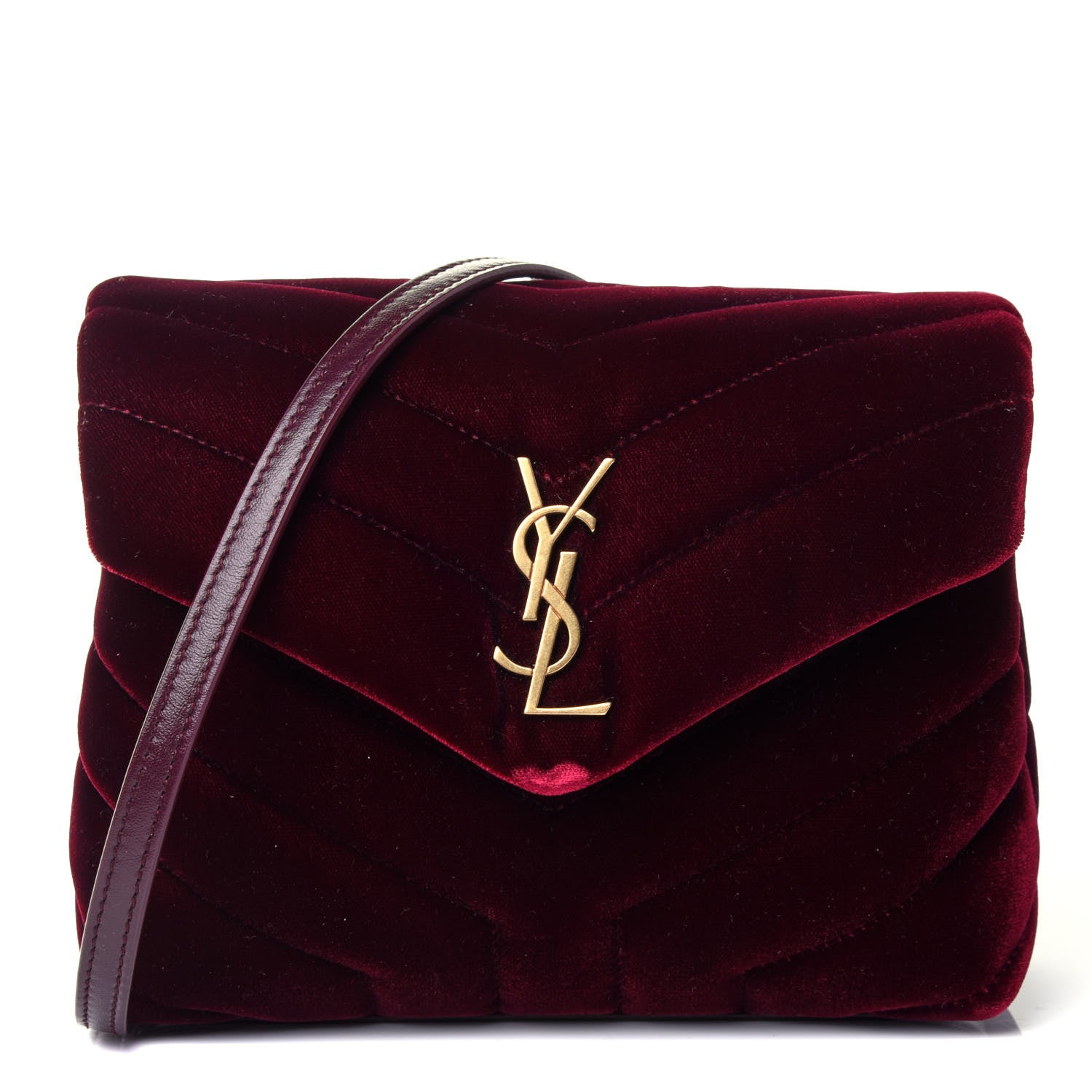 Saint Laurent Velvet Y Quilted Monogram Toy Loulou Crossbody Bag French Burgundy 1 of 5