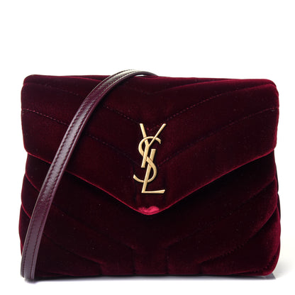 Saint Laurent Velvet Y Quilted Monogram Toy Loulou Crossbody Bag French Burgundy 1 of 5