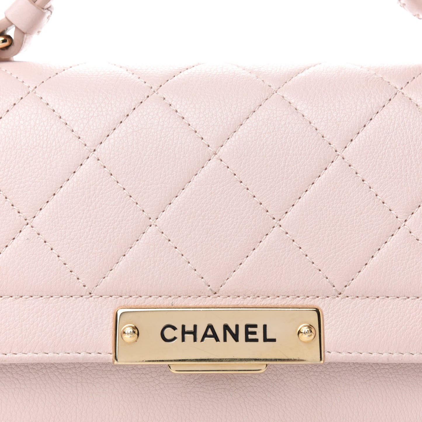Grained Calfskin Quilted Small Label Click Flap Bag Pink