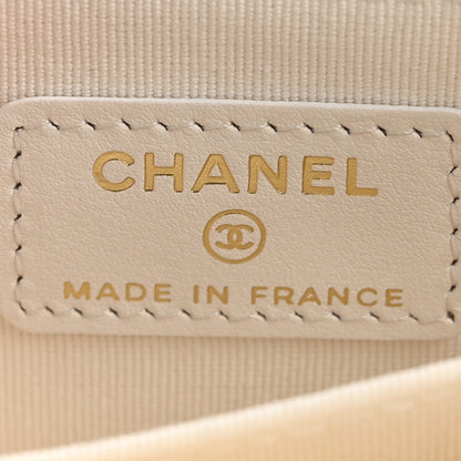 Chanel Caviar Quilted Crystal Zip Around Coin Purse Wallet White 6 of 7