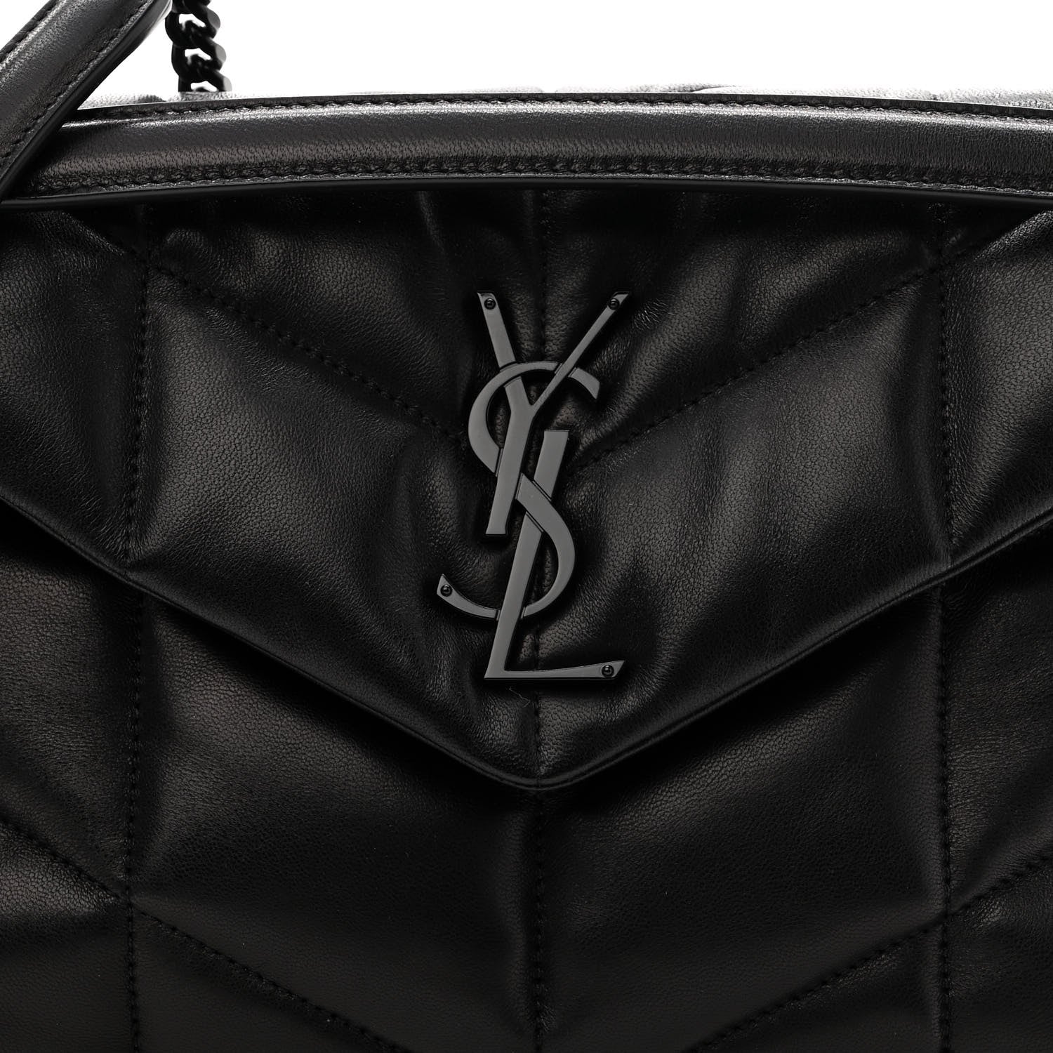 Saint Laurent Lambskin Quilted Small Loulou Puffer Monogram Chain Satchel Black 7 of 9
