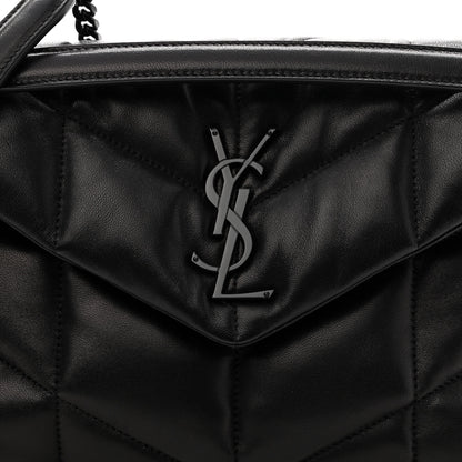 Saint Laurent Lambskin Quilted Small Loulou Puffer Monogram Chain Satchel Black 7 of 9