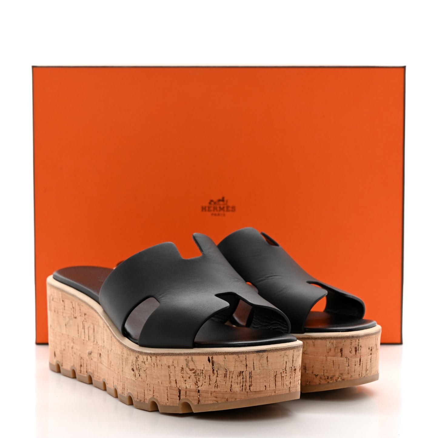 Calfskin Cork Eze 30 Sandals 41 Black