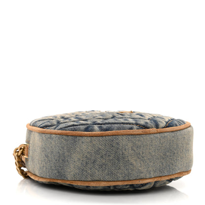 Saint Laurent Denim Quilted Monogram Round Crossbody Bag Rodeo Blue 4 of 10