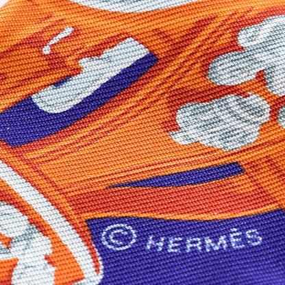 Hermes Silk Brides de Gala Love Twilly Ultraviolet Orange Marine 4 of 5
