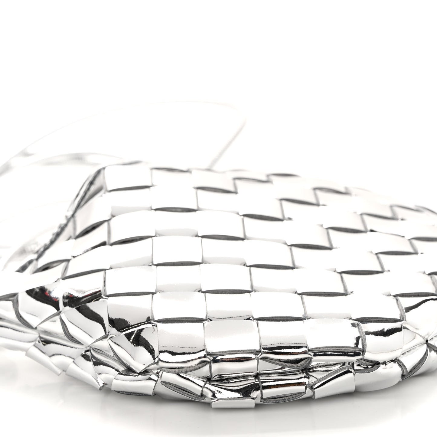 Mirror Laminated Nappa Intrecciato Mini Sardine Bag Silver