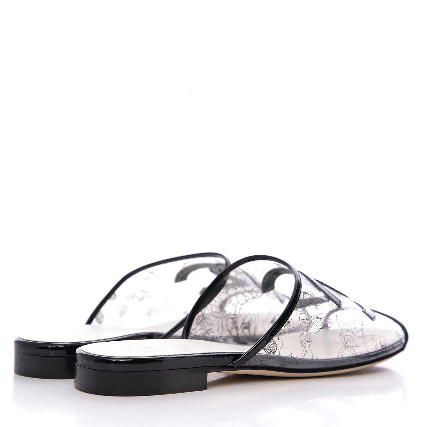Fantasy Patent Plastic CC Mules 39.5 Transparent Black