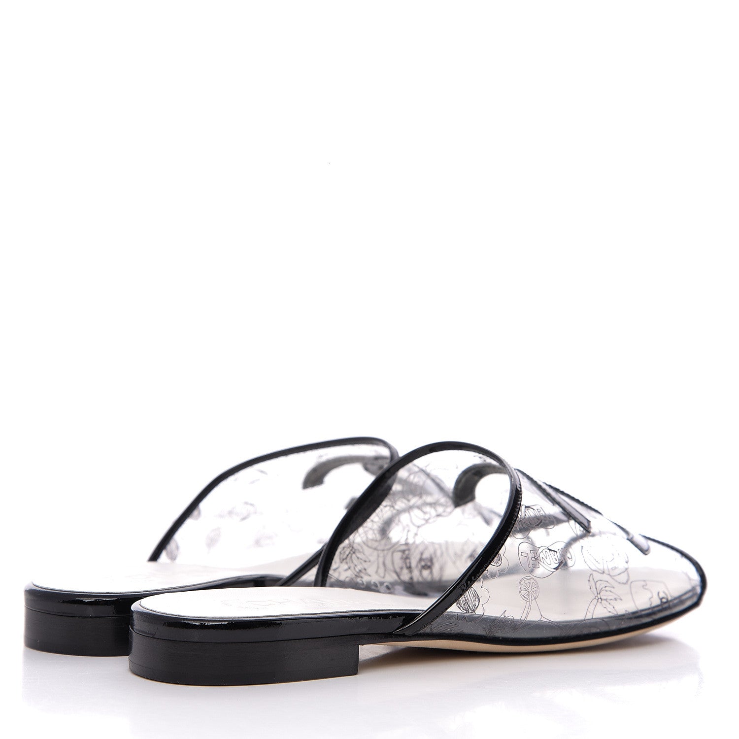 Chanel Fantasy Patent Plastic CC Mules 39.5 Transparent Black 4 of 7