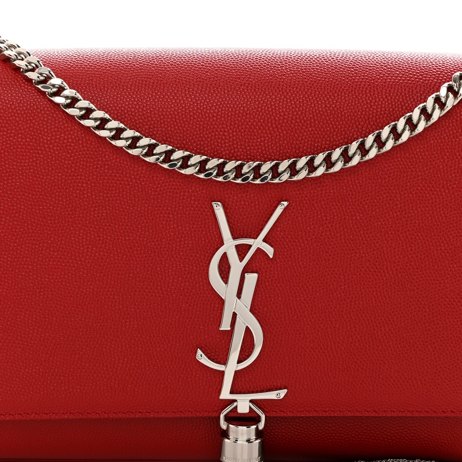 Saint Laurent Grain De Poudre Medium Classic Monogram Kate Tassel Satchel Rouge Eros 9 of 11