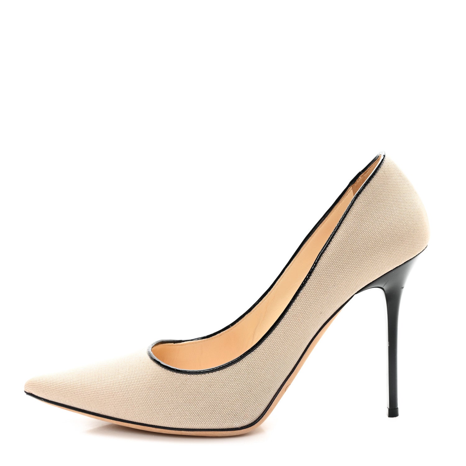 Jimmy Choo Canvas Patent Abel Pump 38 Natural Black 1 of 9