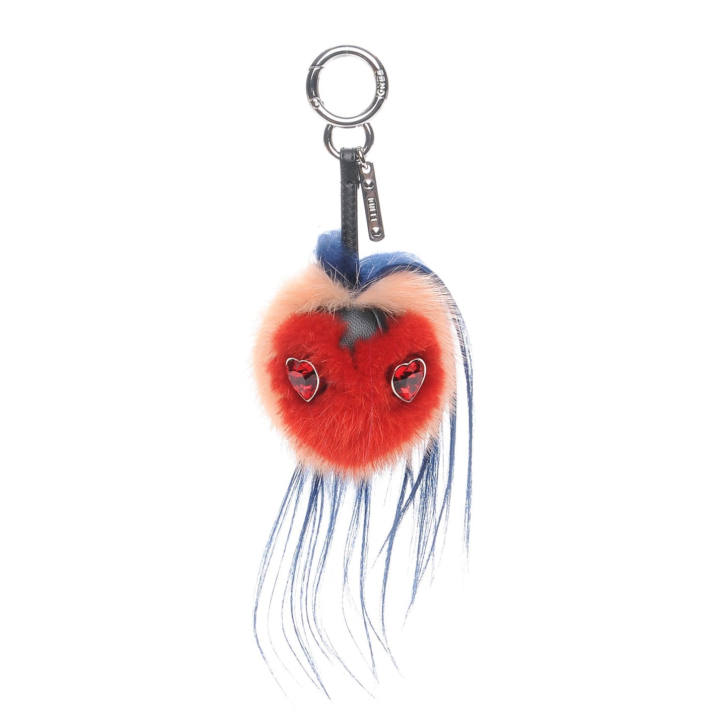 Goat Mink Fur Heart Bag Bug Charm Red Multicolor