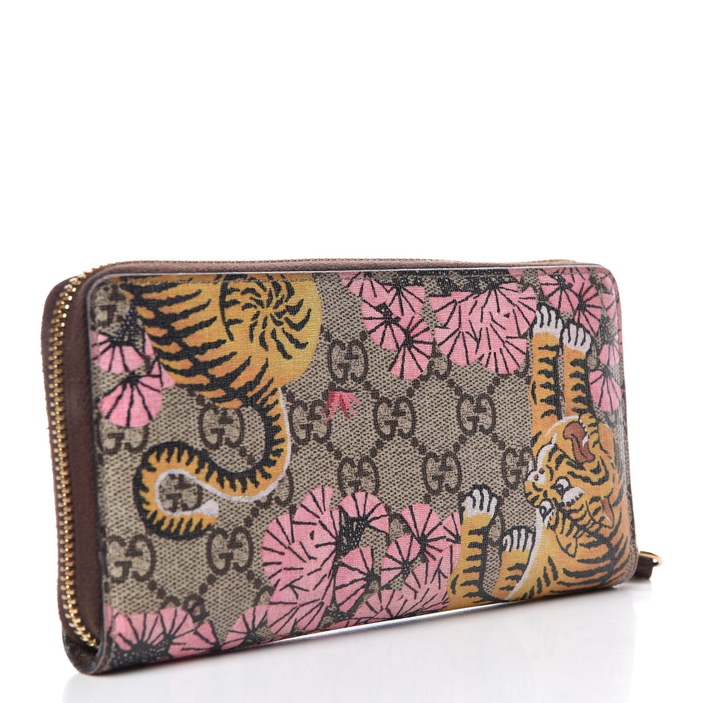 GG Supreme Monogram Bengal Zip Around Wallet Beige Pink