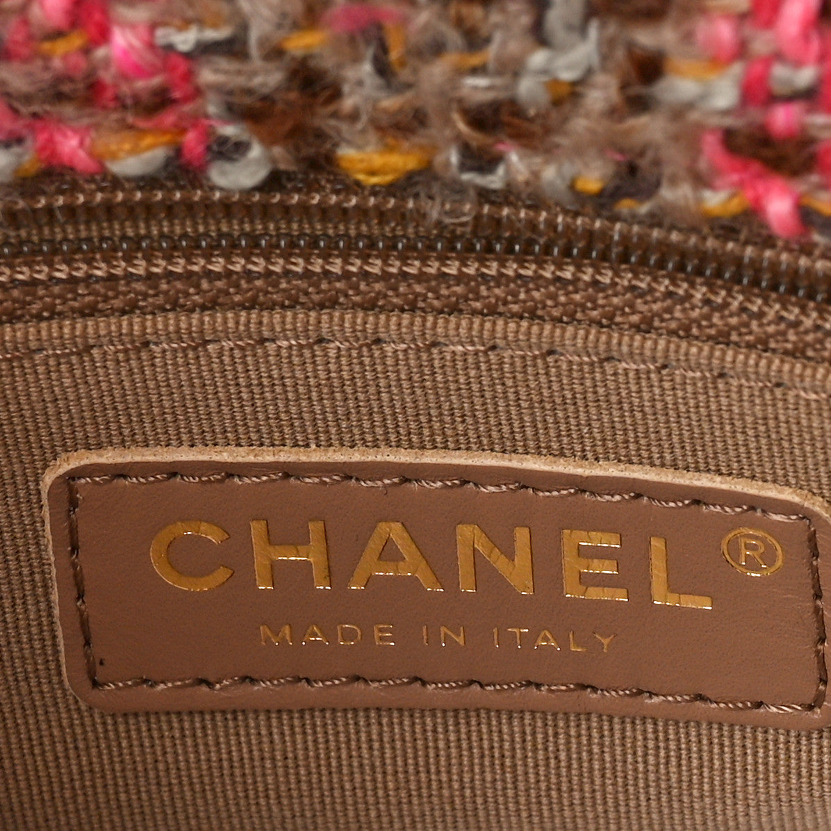 Wool Tweed Quilted Small Elegant Chain Flap Pink Brown