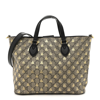 Gucci Soft GG Supreme Monogram Bees Small Crossbody Tote Beige Oro Black 1 of 13