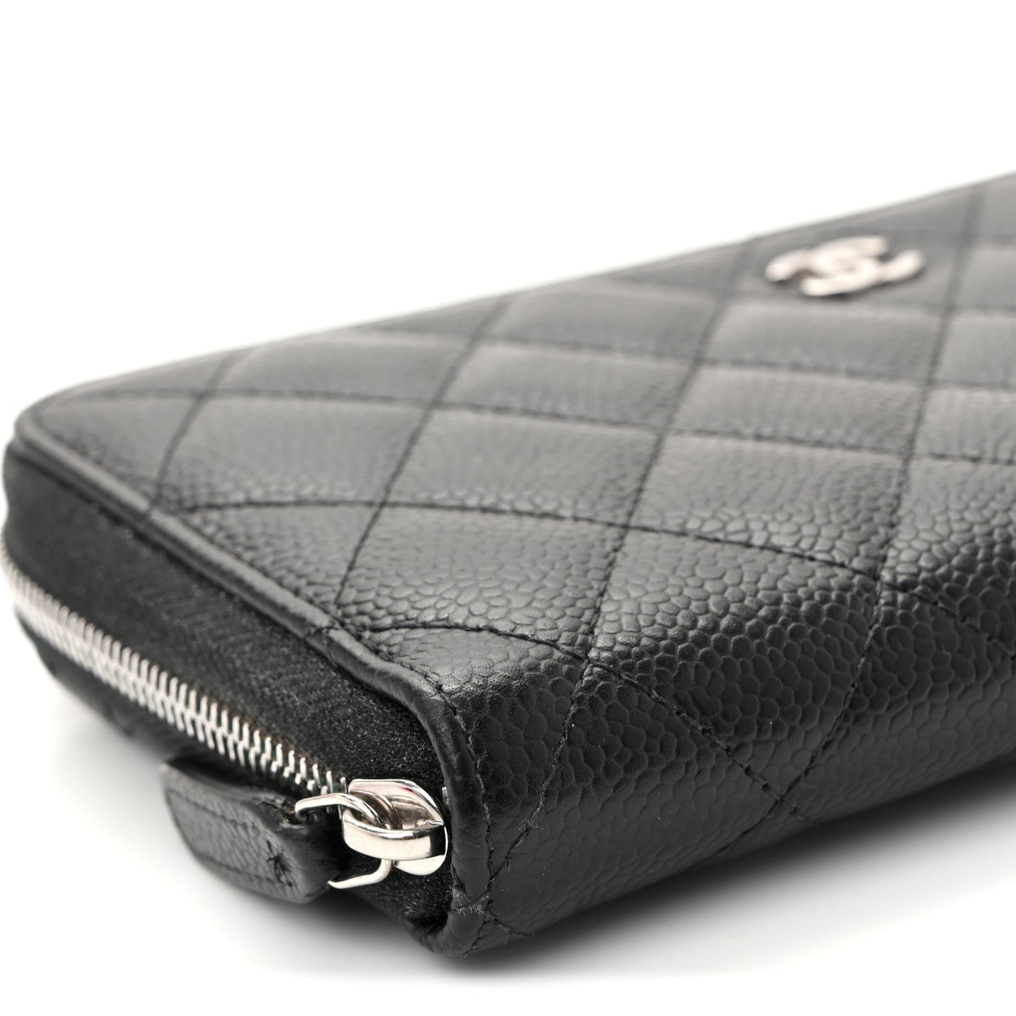 Caviar Quilted Large Gusset Zip Around Wallet Black