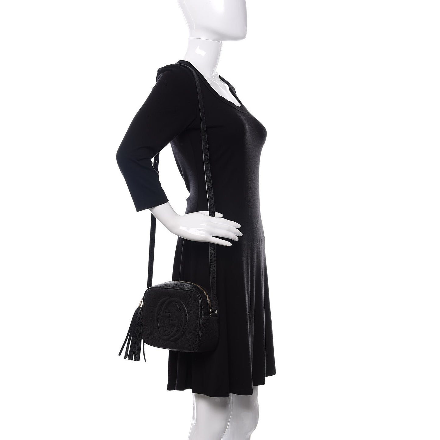 Pebbled Calfskin Small Soho Disco Bag Black