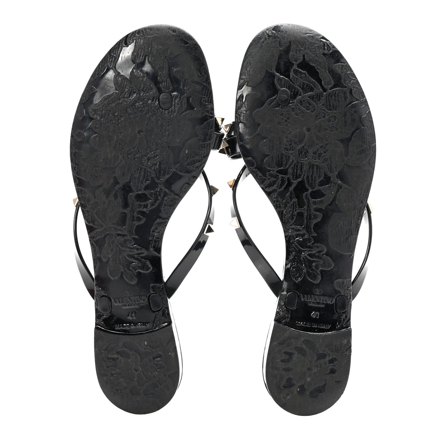 PVC Jelly Rockstud Bow Thong Sandals 41 Black