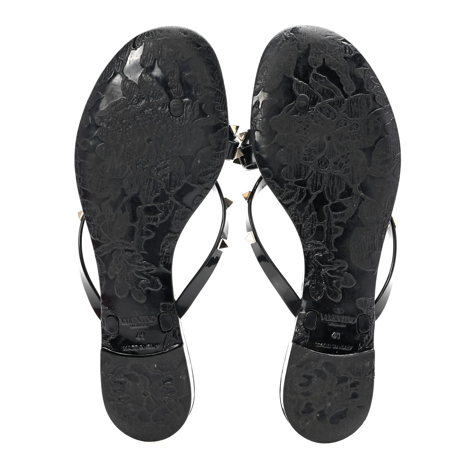 Valentino Garavani PVC Jelly Rockstud Bow Thong Sandals 41 Black 6 of 10