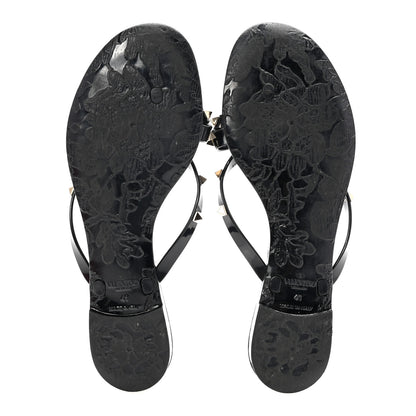 Valentino Garavani PVC Jelly Rockstud Bow Thong Sandals 41 Black 6 of 10