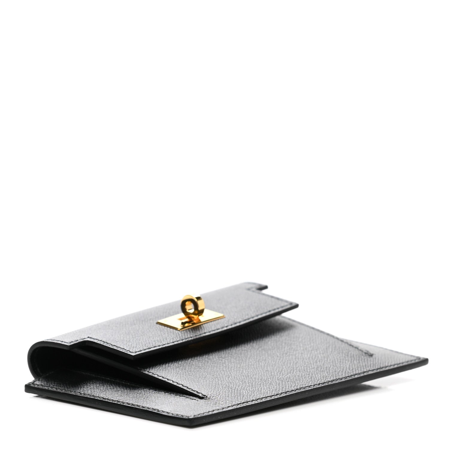 Hermes Madame Calfskin Kelly Pocket Compact Wallet Black 4 of 8