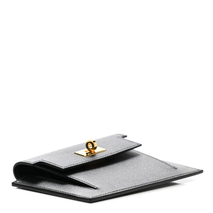 Hermes Madame Calfskin Kelly Pocket Compact Wallet Black 4 of 8